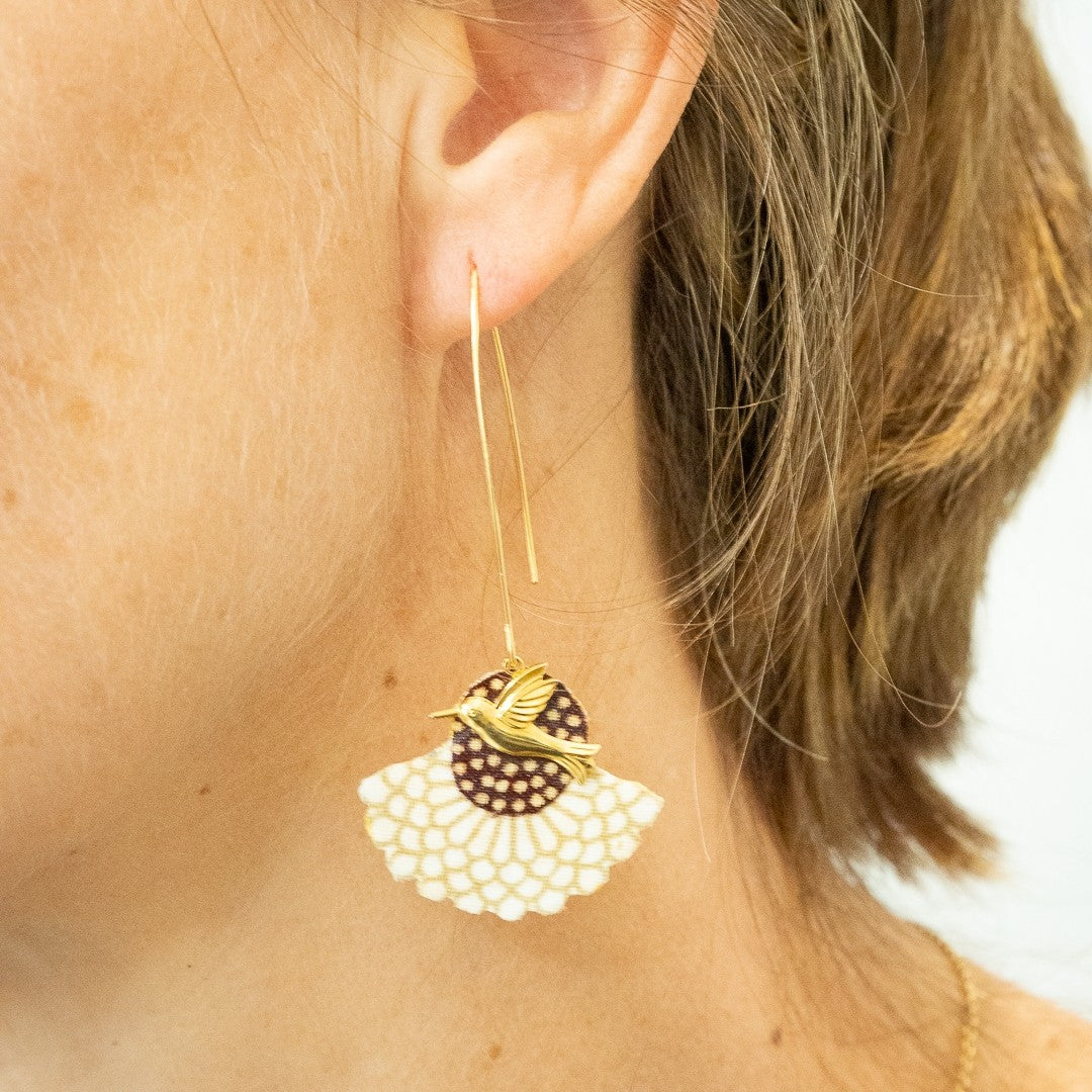 Envol tropical - Boucles d'oreilles pendantes en tissu