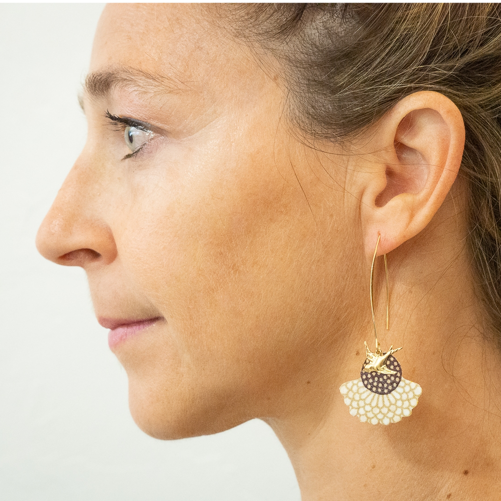 Envol tropical - Boucles d'oreilles pendantes en tissu