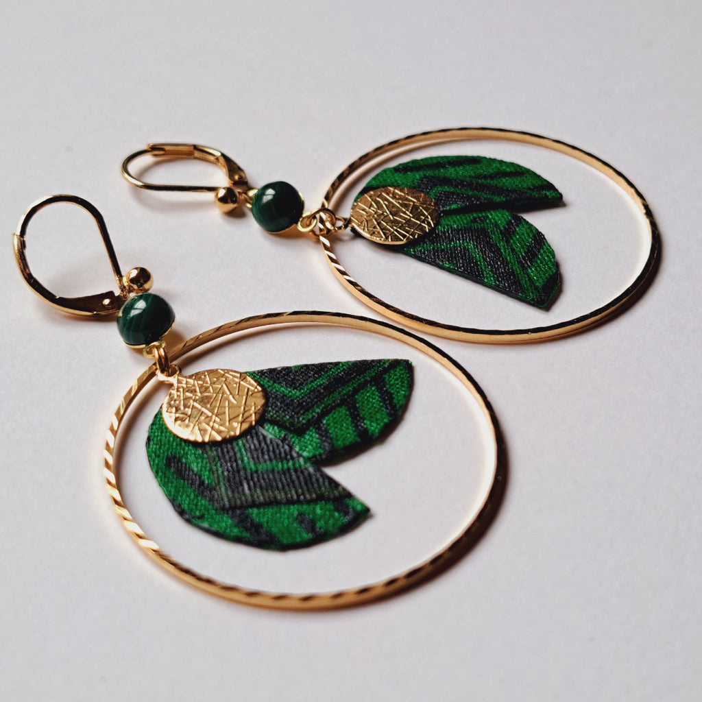 Vert Vitale Amazone - Boucles d'oreilles créoles malachite