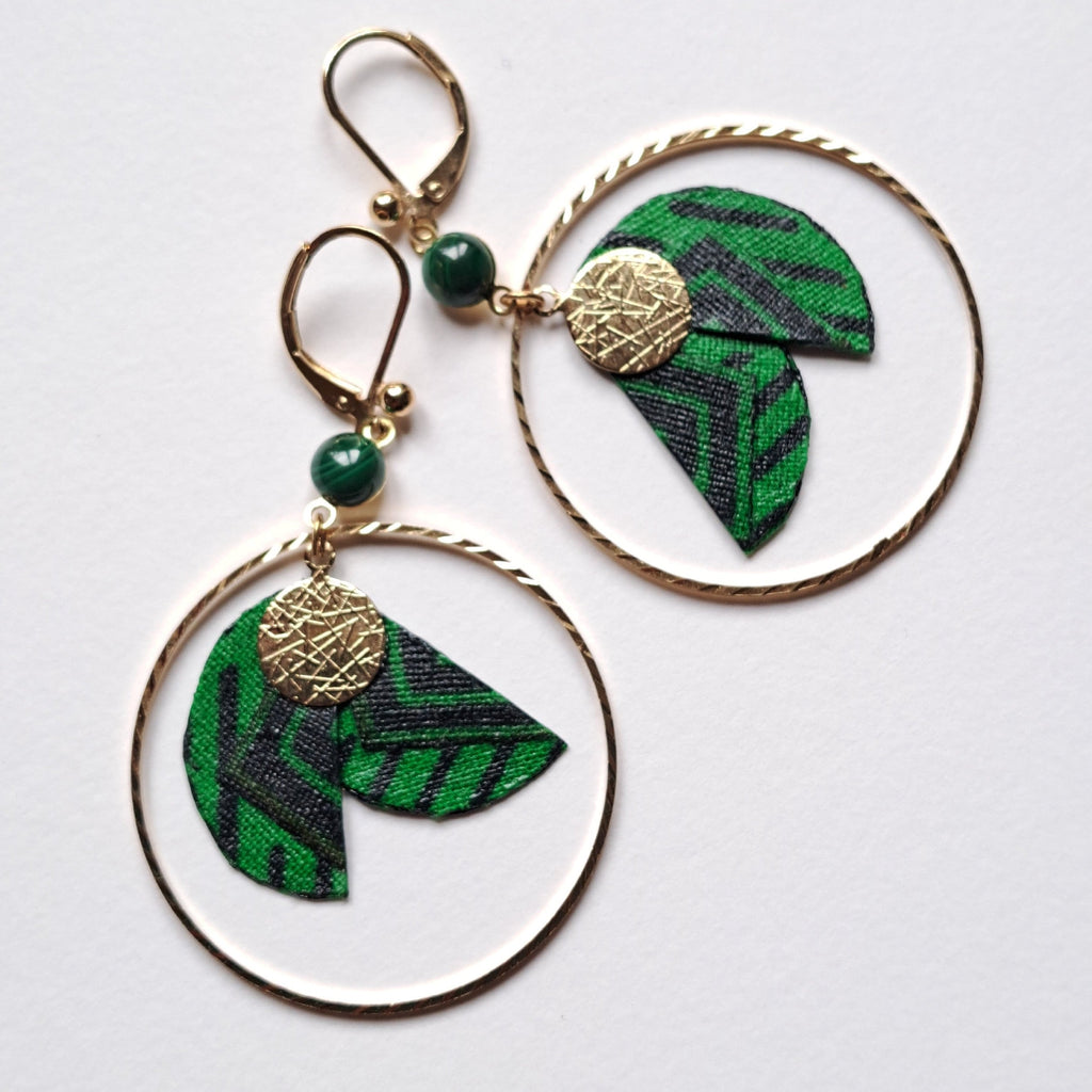 Vert Vitale Amazone - Boucles d'oreilles créoles malachite