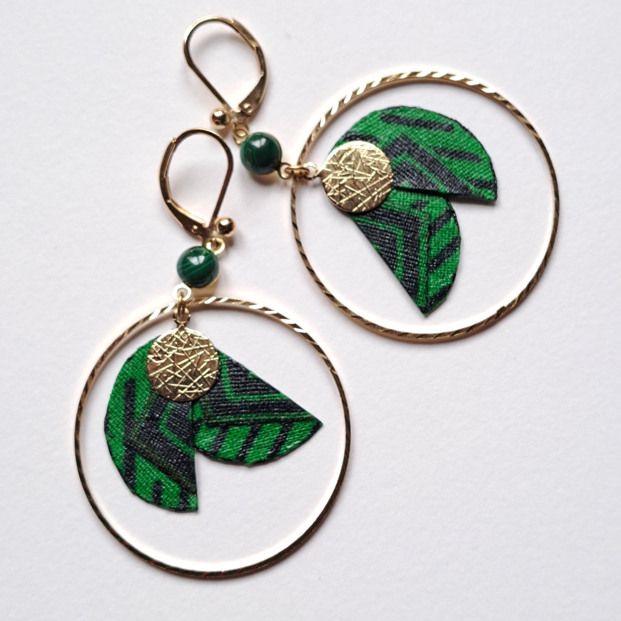 Vert Vitale Amazone - Boucles d'oreilles créoles malachite