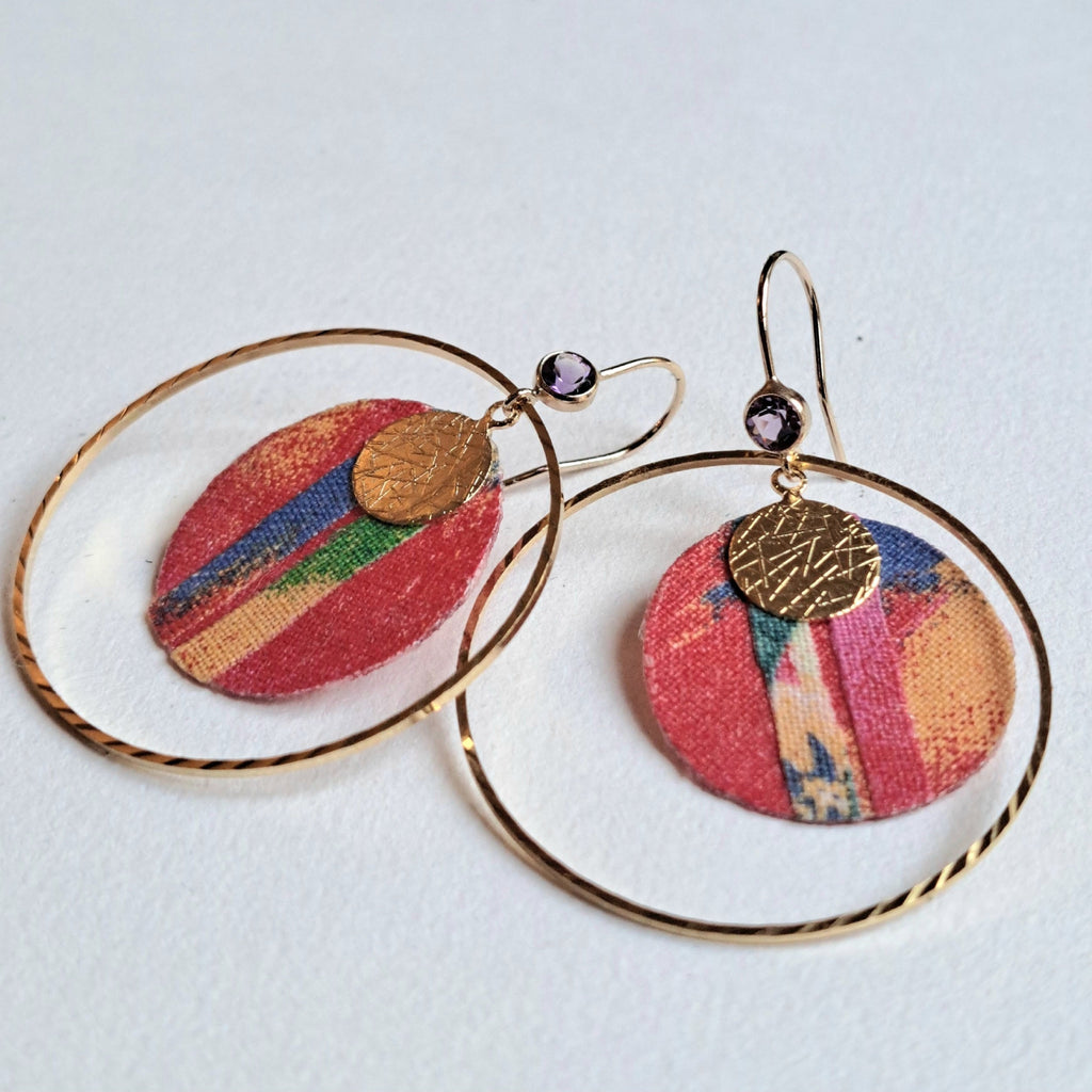 Rose améthyste Ara - Boucles d'oreilles créoles roses améthyste en