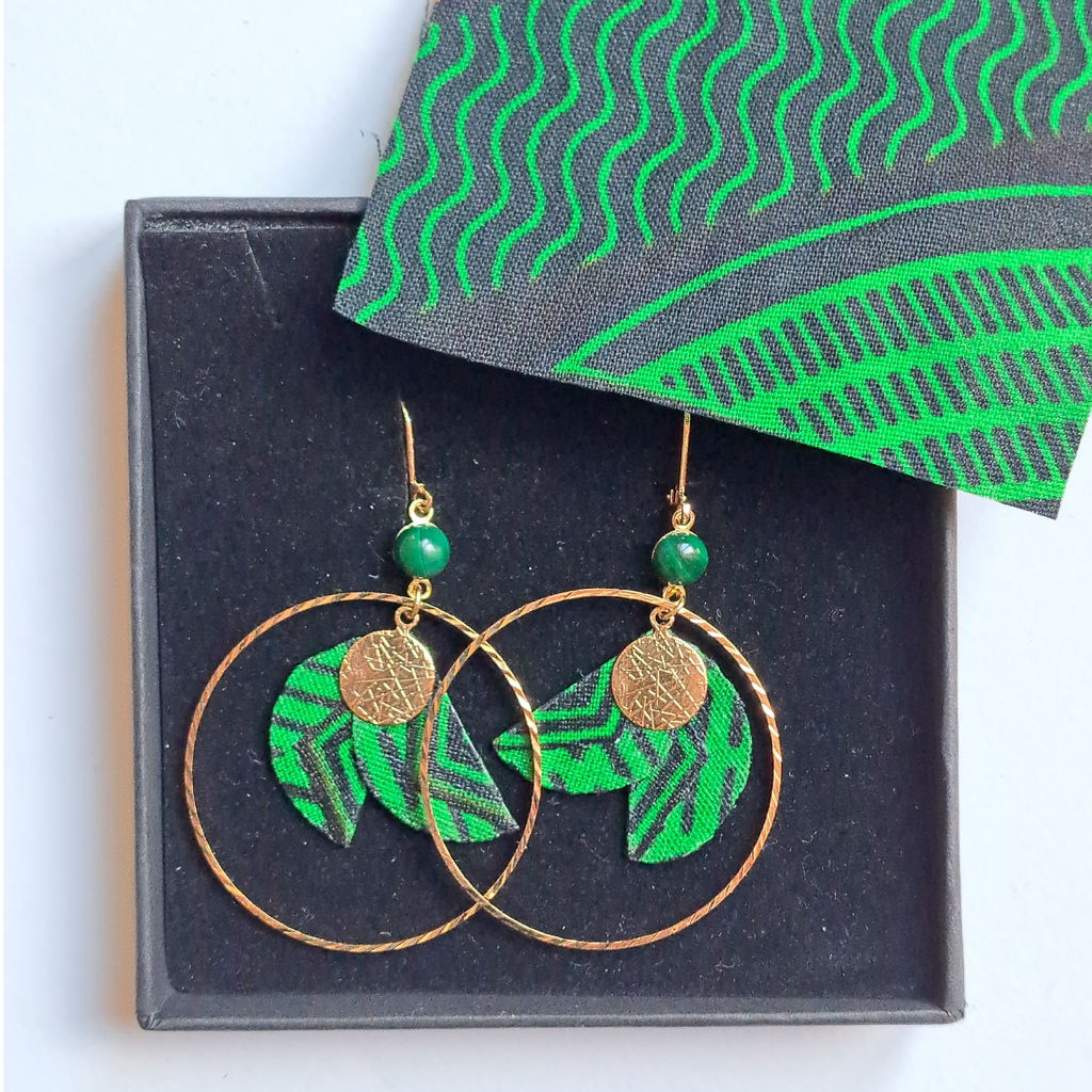 Vert Vitale Amazone - Boucles d'oreilles créoles malachite
