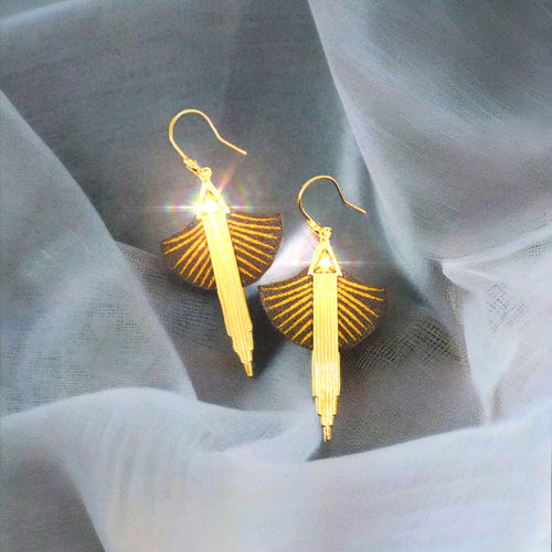 Art déco Chic à Manhattan- Boucles d'oreilles plaqué or citrine