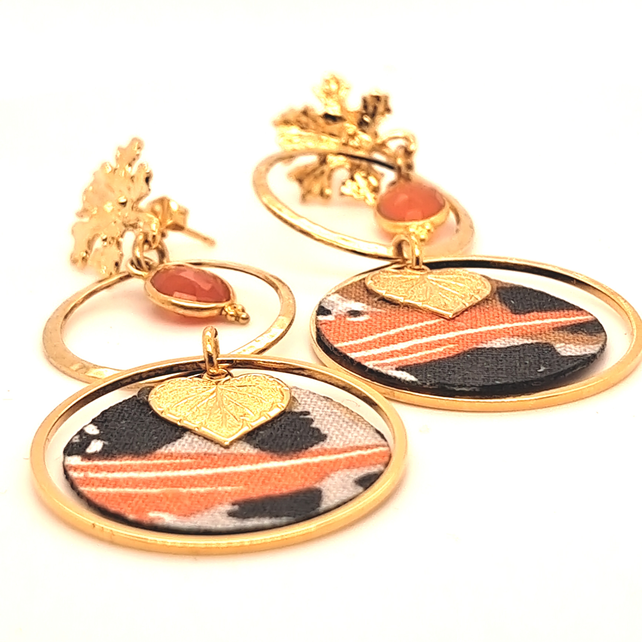 Orange Légende d'Automne - Boucles d'oreilles pendantes cornaline
