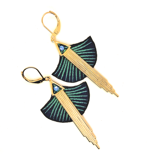 Art deco et Néfertari - Boucles d'oreilles pendantes