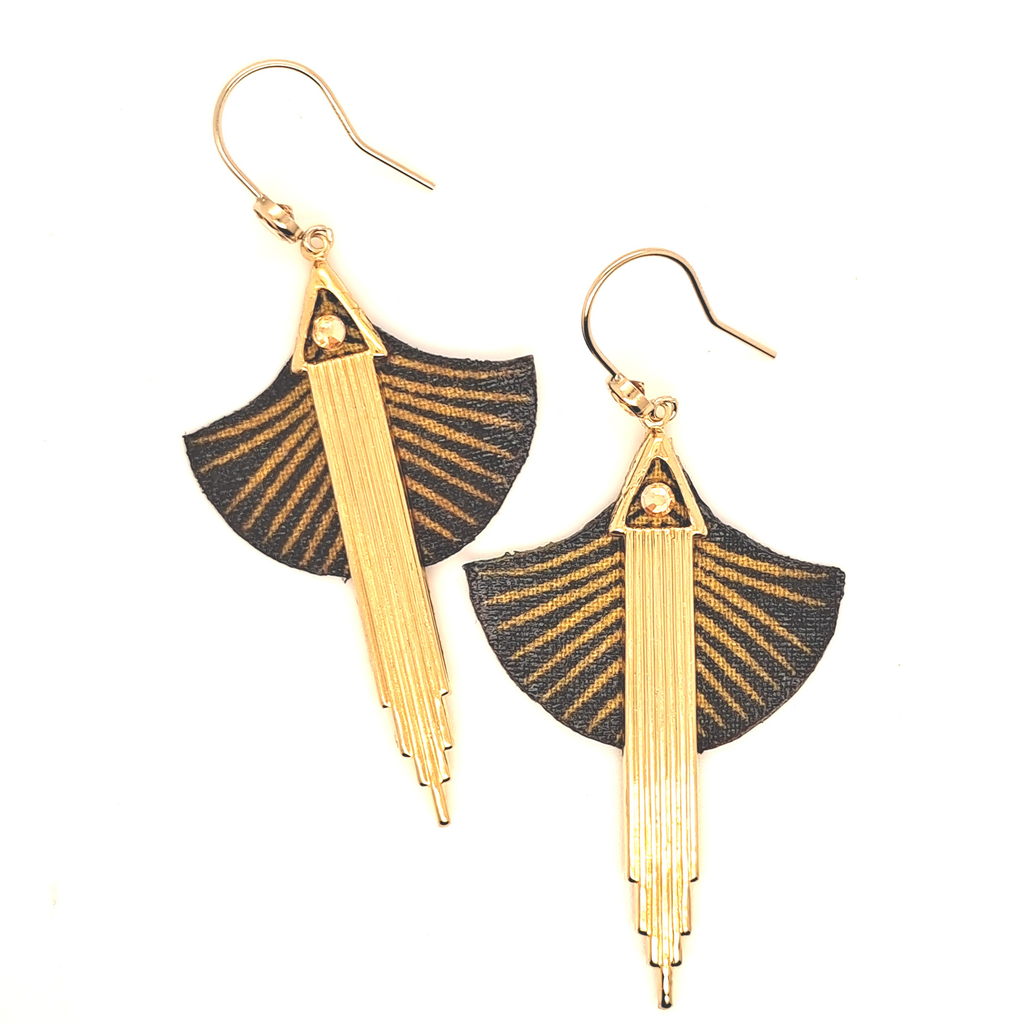 Art déco Chic à Manhattan- Boucles d'oreilles plaqué or citrine