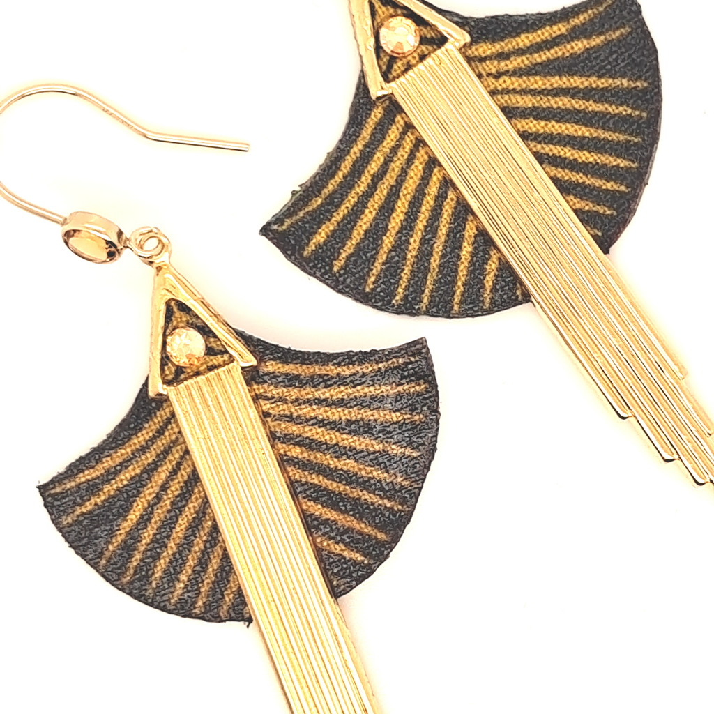 Art déco Chic à Manhattan- Boucles d'oreilles plaqué or citrine