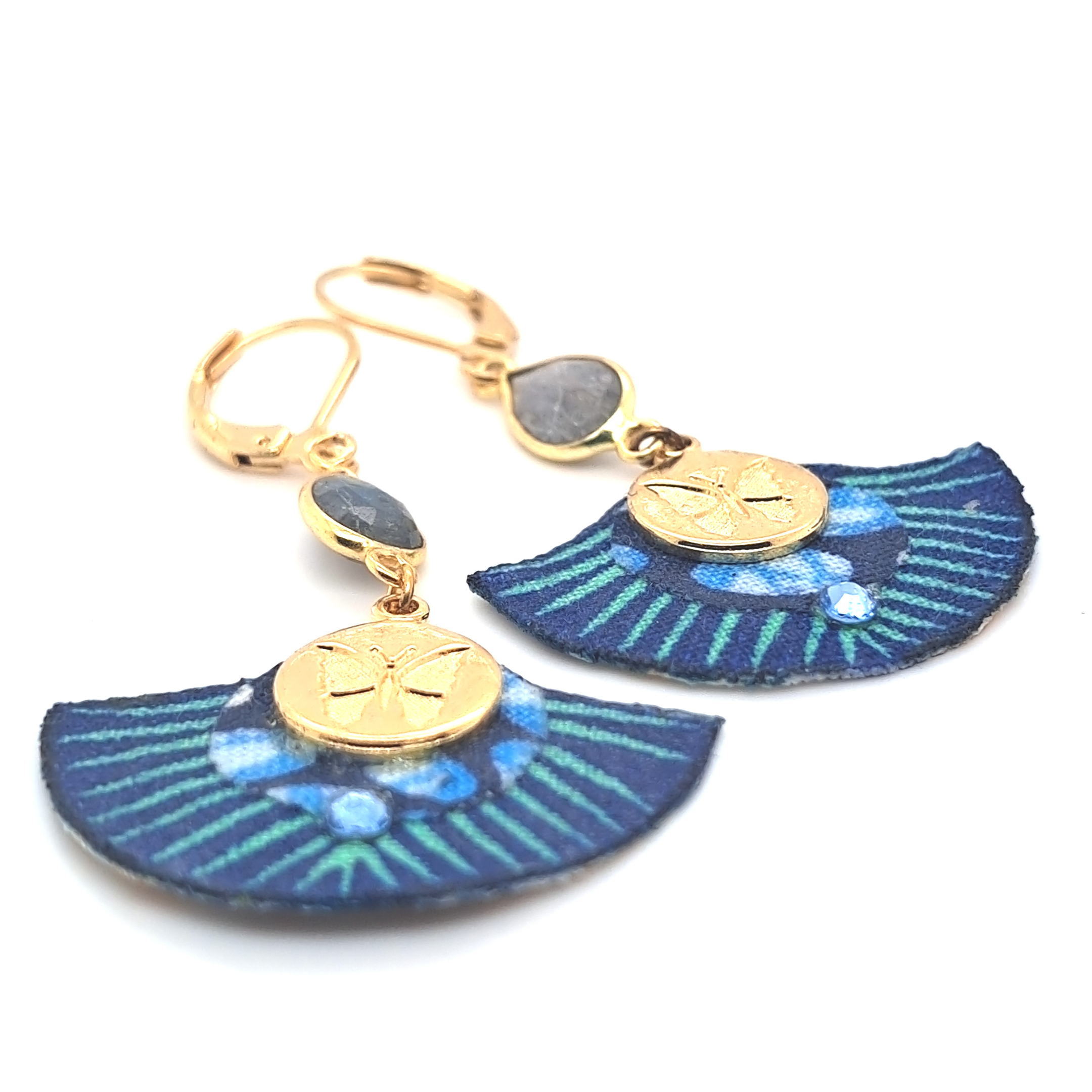 Bleu labradorite Fidji - Boucles d'oreilles pendantes