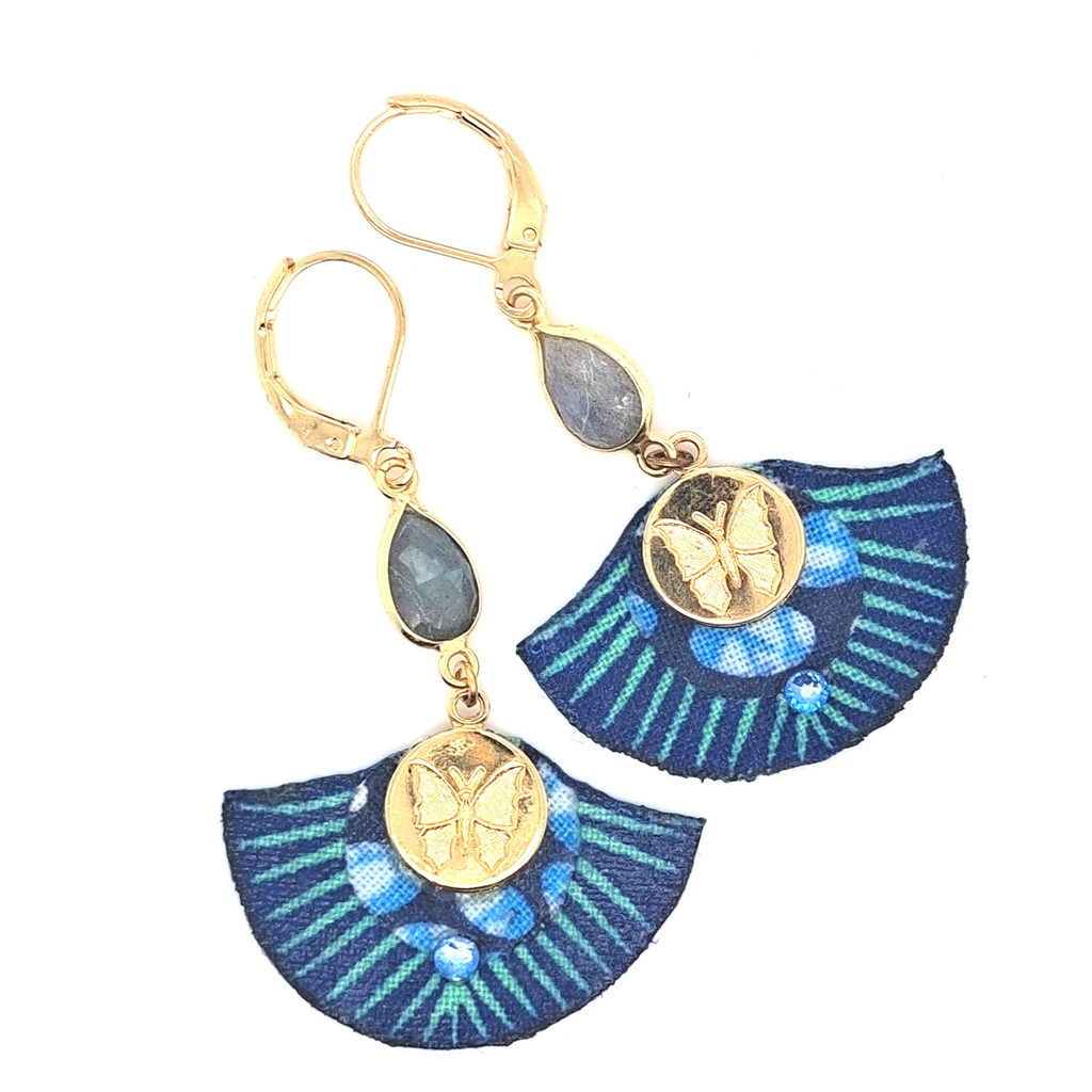 Bleu labradorite Fidji - Boucles d'oreilles pendantes