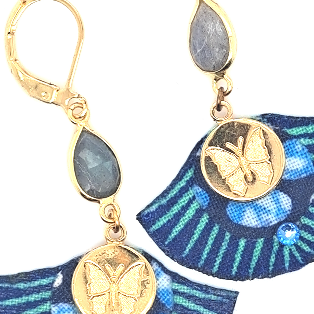Bleu labradorite Fidji - Boucles d'oreilles pendantes