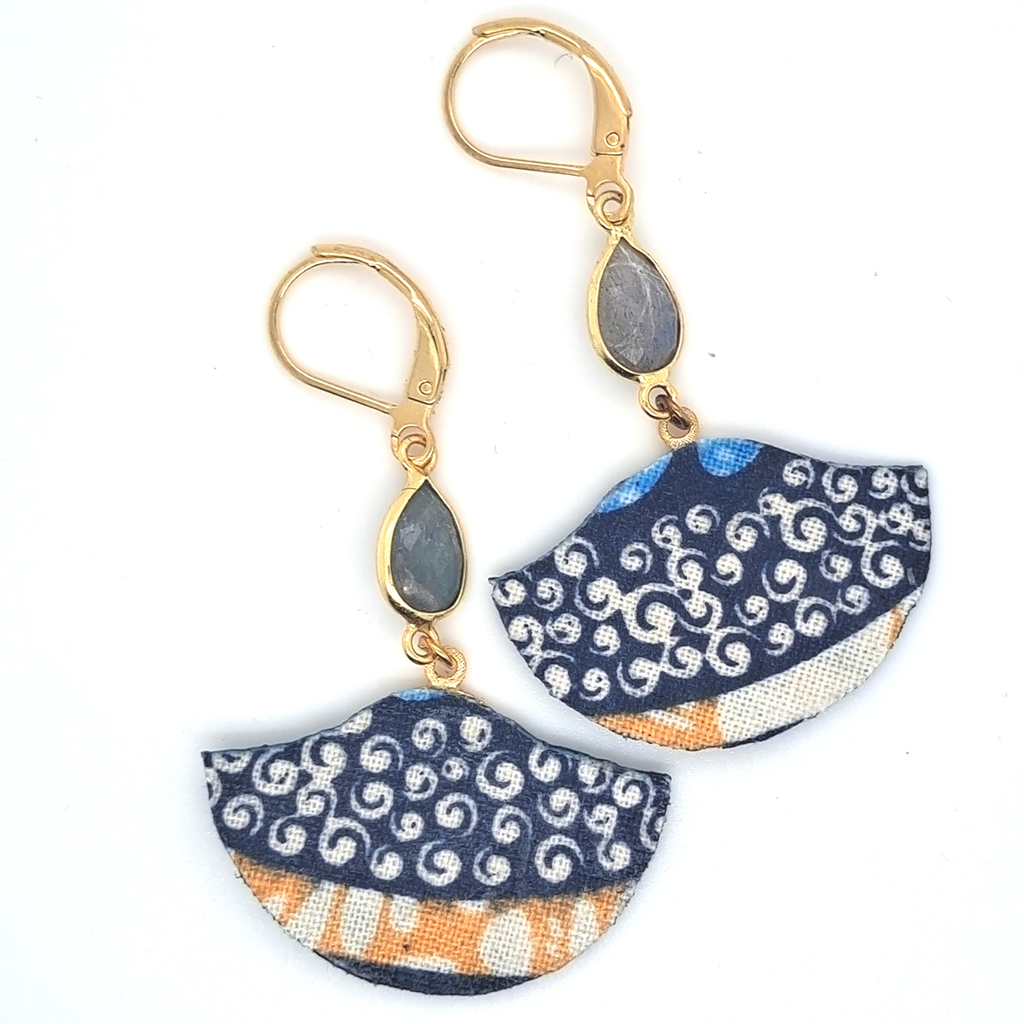 Bleu labradorite Fidji - Boucles d'oreilles pendantes