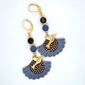 Colibris - Boucles d'oreilles pendantes oeil de tigre aventurine colibri