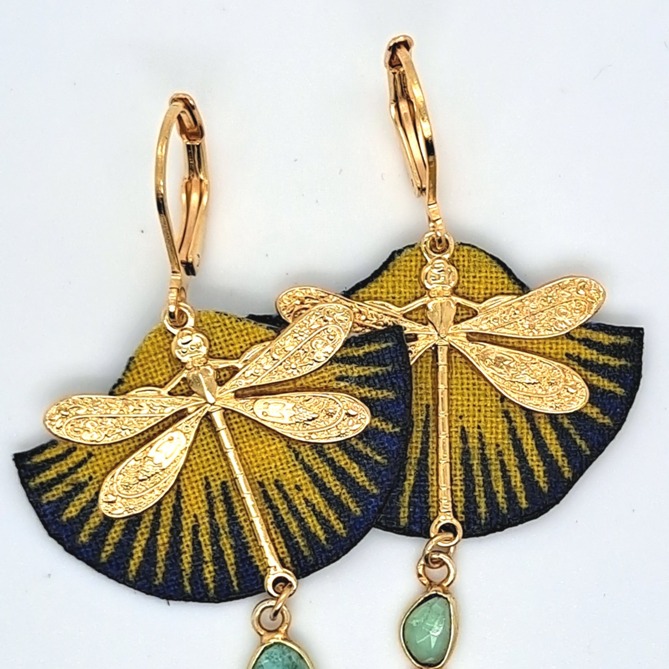 Libellule de printemps-Boucles d'oreilles pendantes tourmaline