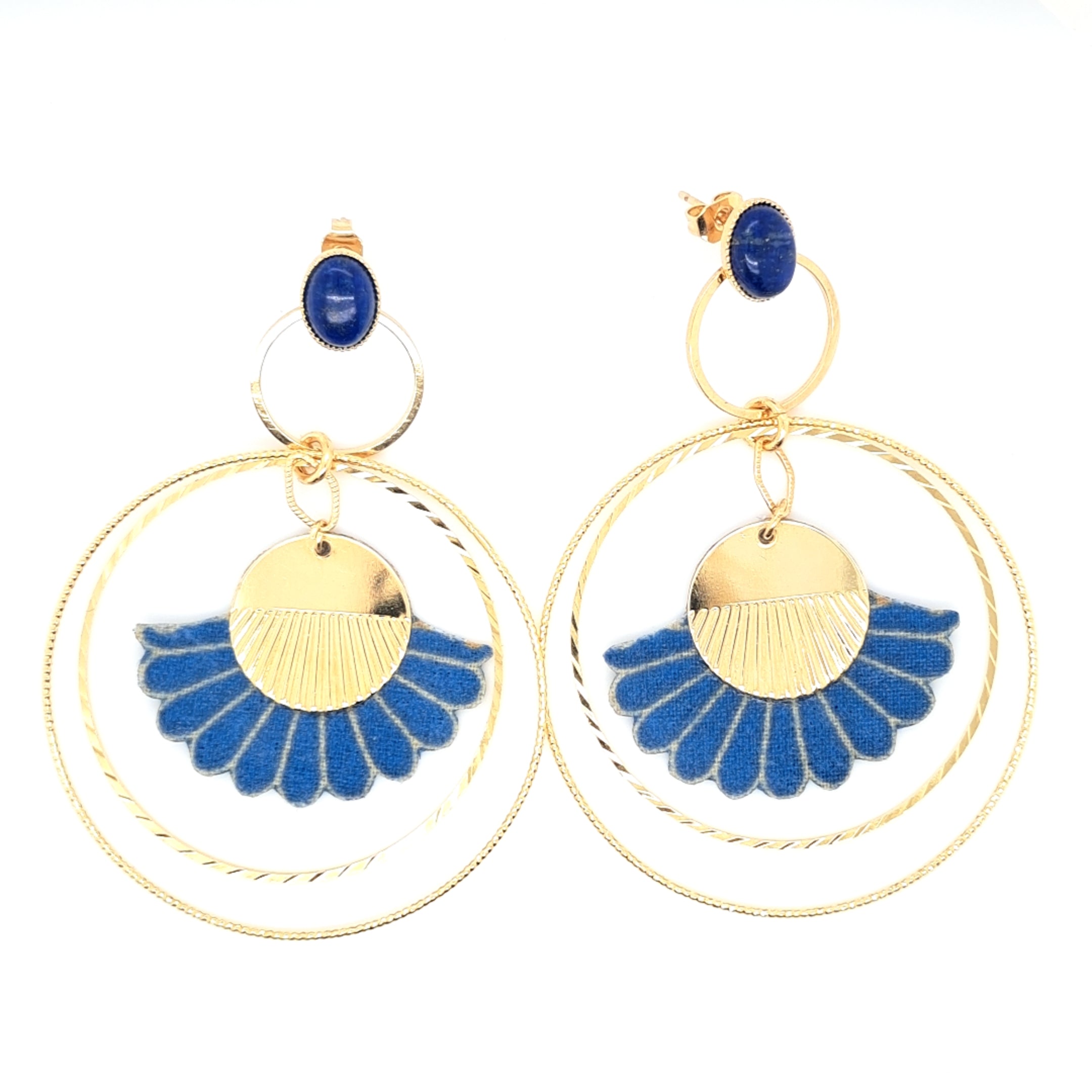 Bleu Tahitienne - Boucles d'oreilles créoles lapis-lazuli