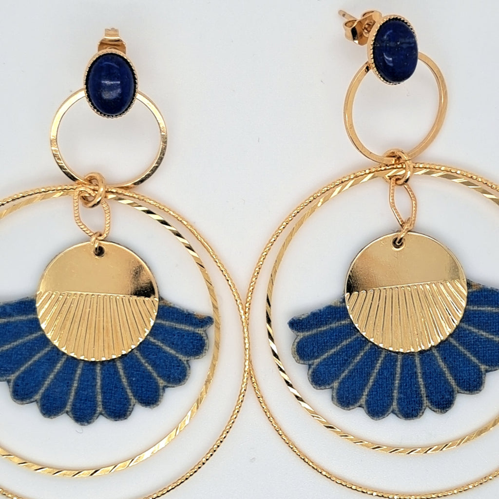 Bleu Tahitienne - Boucles d'oreilles créoles lapis-lazuli