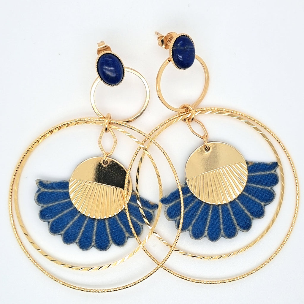 Bleu Tahitienne - Boucles d'oreilles créoles lapis-lazuli