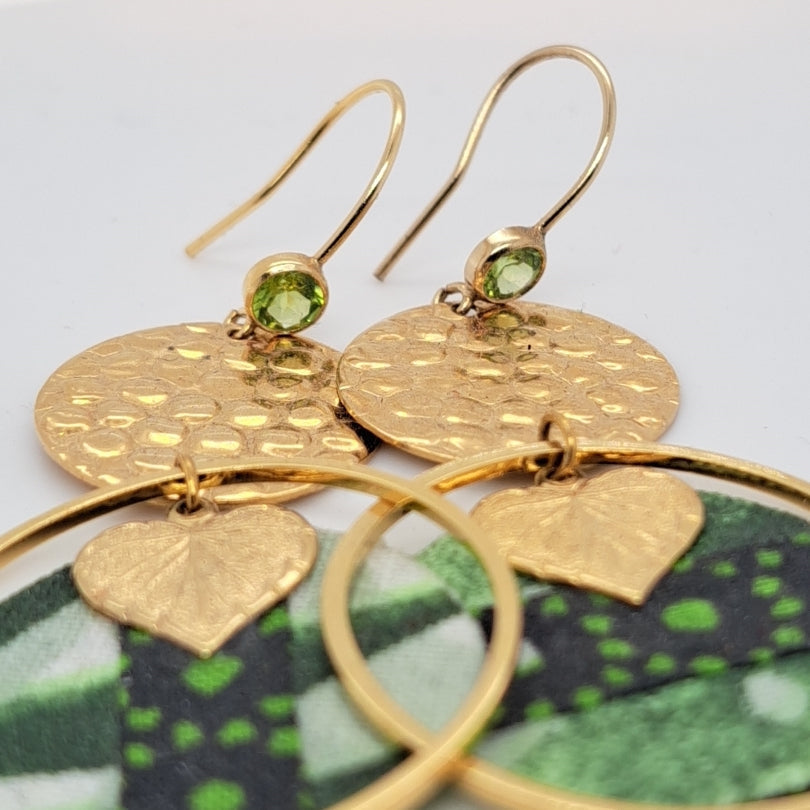 Vert Mentawaï - Boucles d’oreilles vertes pendantes créoles peridot