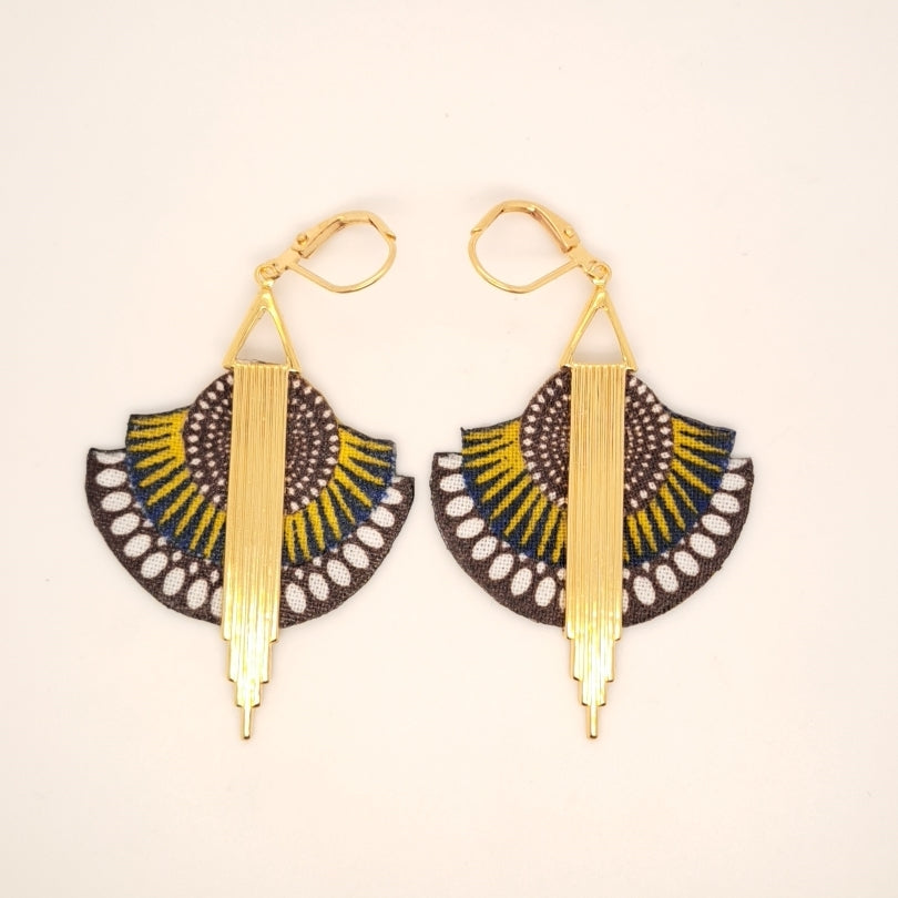 Jaune African Dream - Boucles d'oreilles pendantes art déco