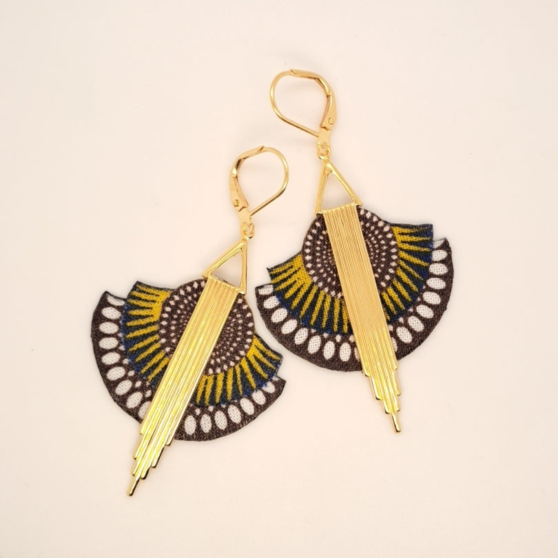 Jaune African Dream - Boucles d'oreilles pendantes art déco