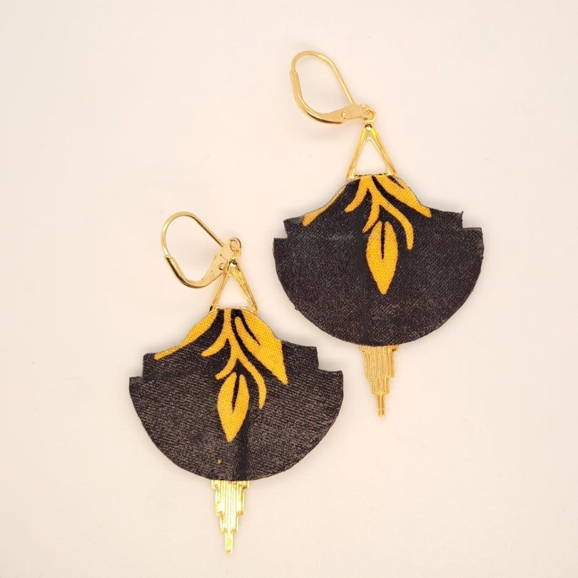 Jaune African Dream - Boucles d'oreilles pendantes art déco