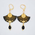 Doré agate noire New York - Boucles d'oreilles pendantes