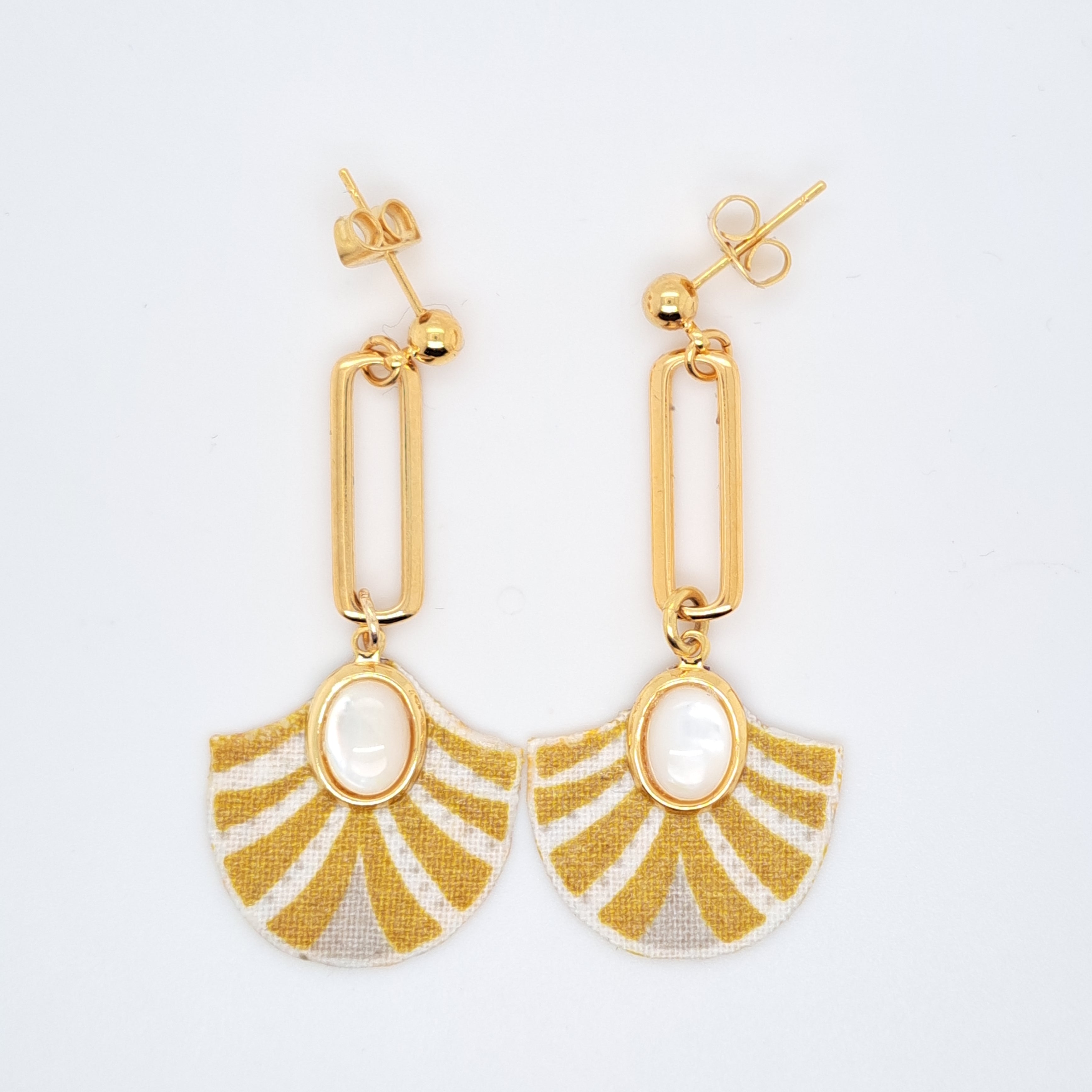 Dorées Caraïbes II- Boucles d'oreilles nacre