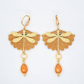 Orange Libre en libellule - Boucles d'oreilles en tissu cornaline
