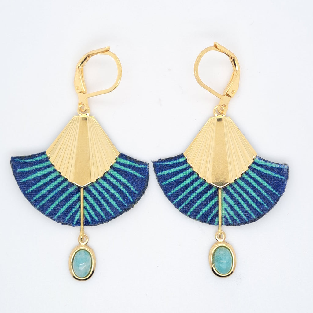 Bleu Maurice - Boucles d'oreilles pendantes amazonite