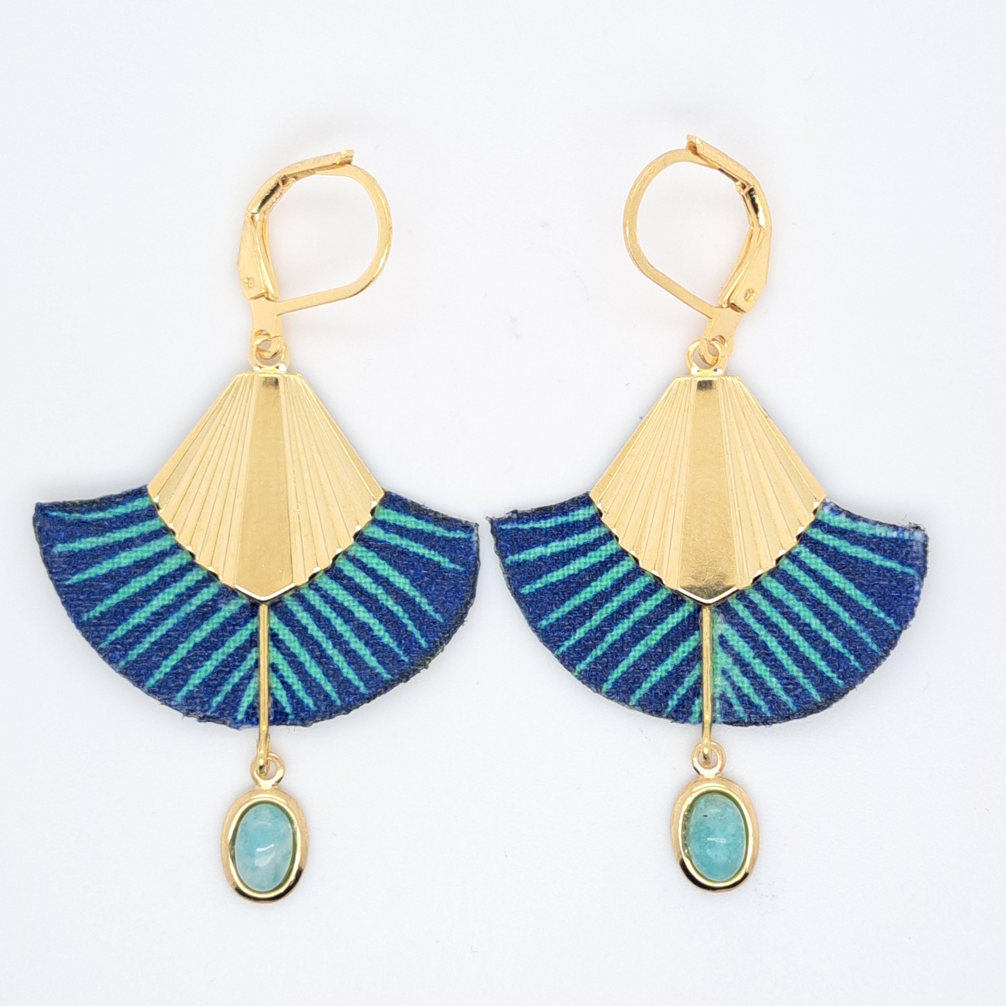 Bleu Maurice - Boucles d'oreilles pendantes amazonite
