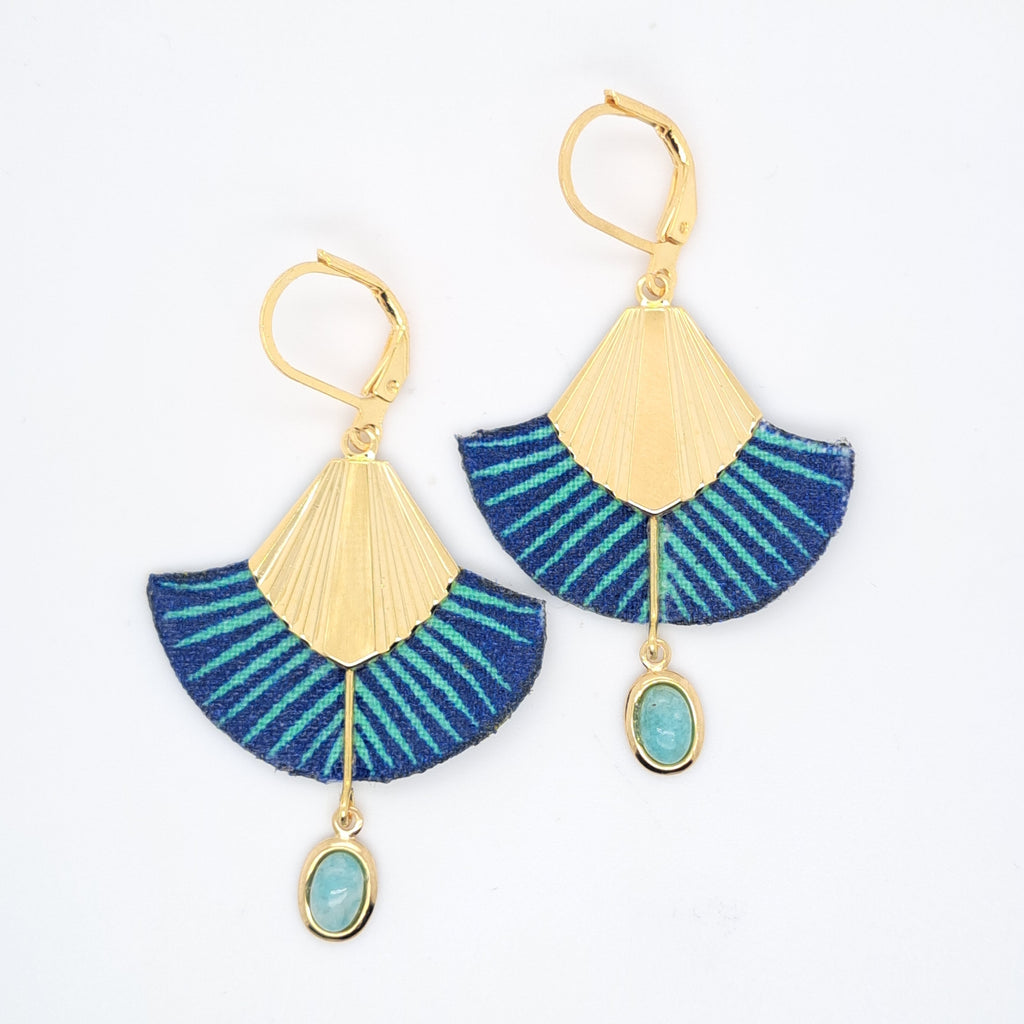 Bleu Maurice - Boucles d'oreilles pendantes amazonite