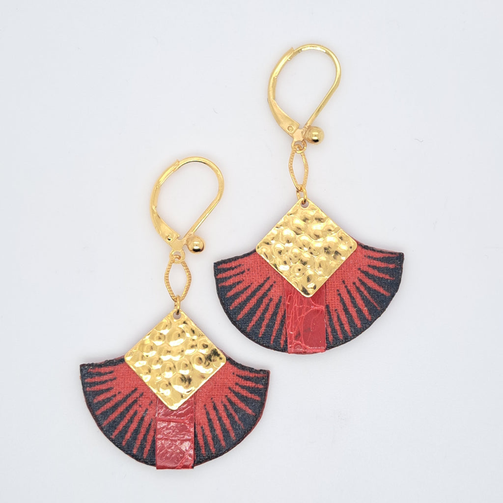 Rouge ara - Boucles d'oreilles pendantes rouges