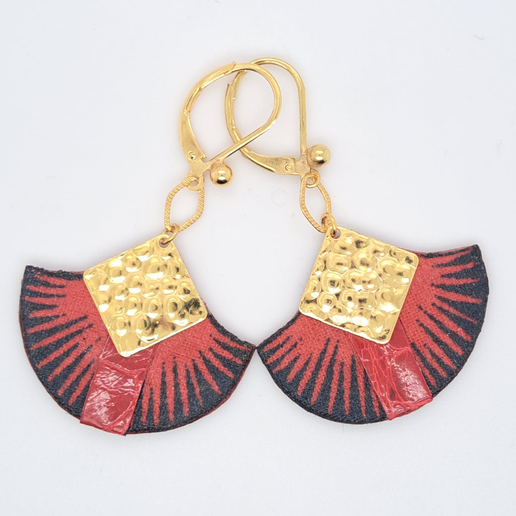 Rouge ara - Boucles d'oreilles pendantes rouges