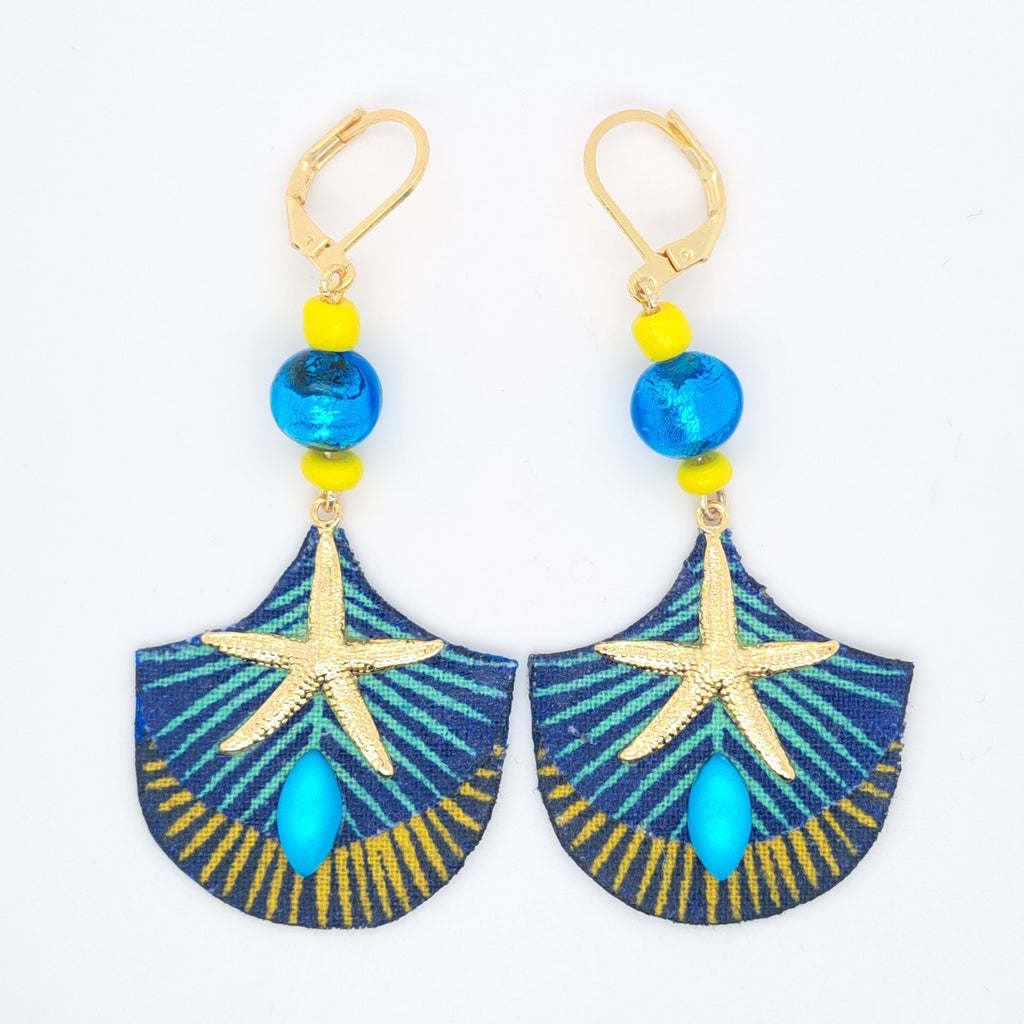 Bleu Guili II - Boucles d'oreilles rondes créoles