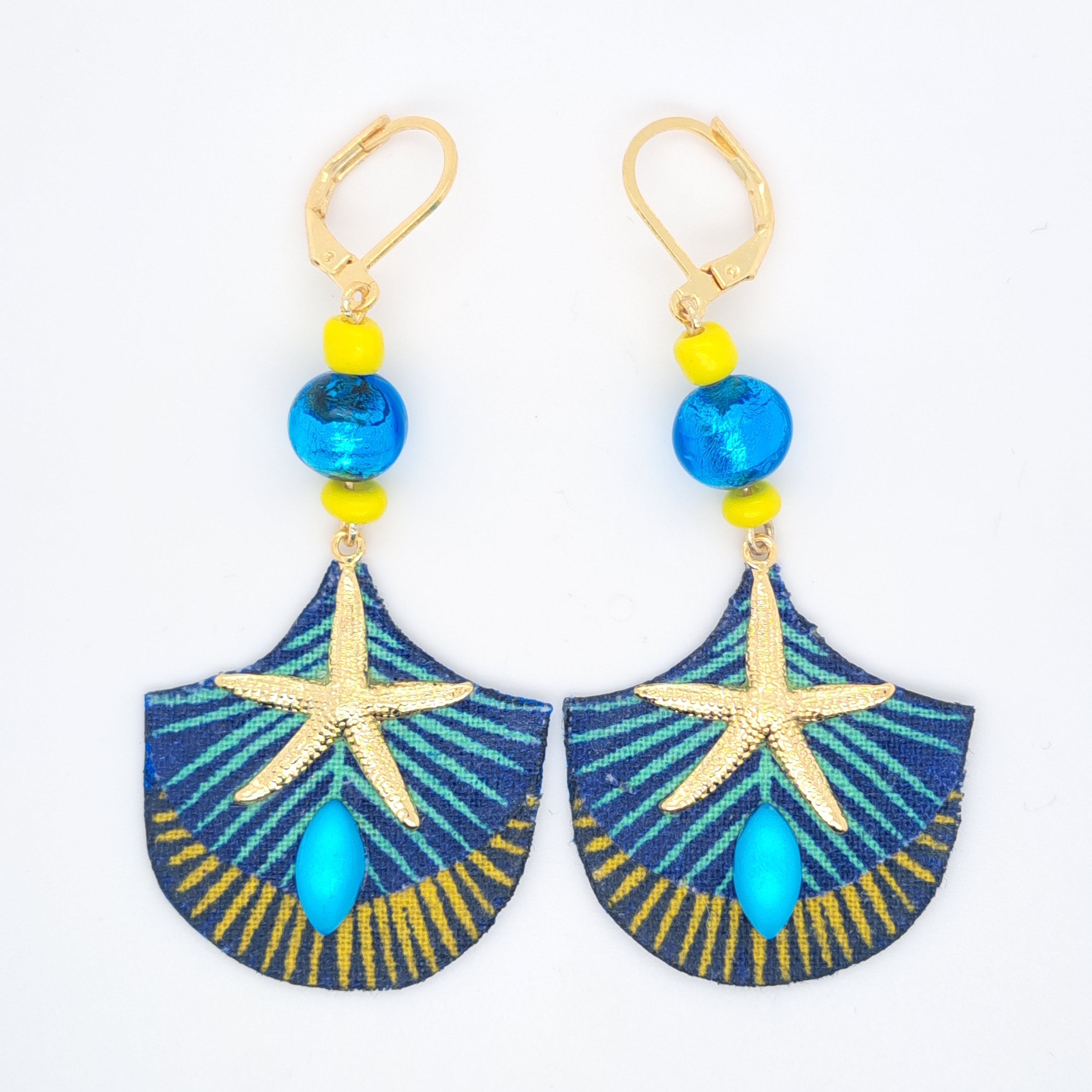 Bleu Guili II - Boucles d'oreilles rondes créoles
