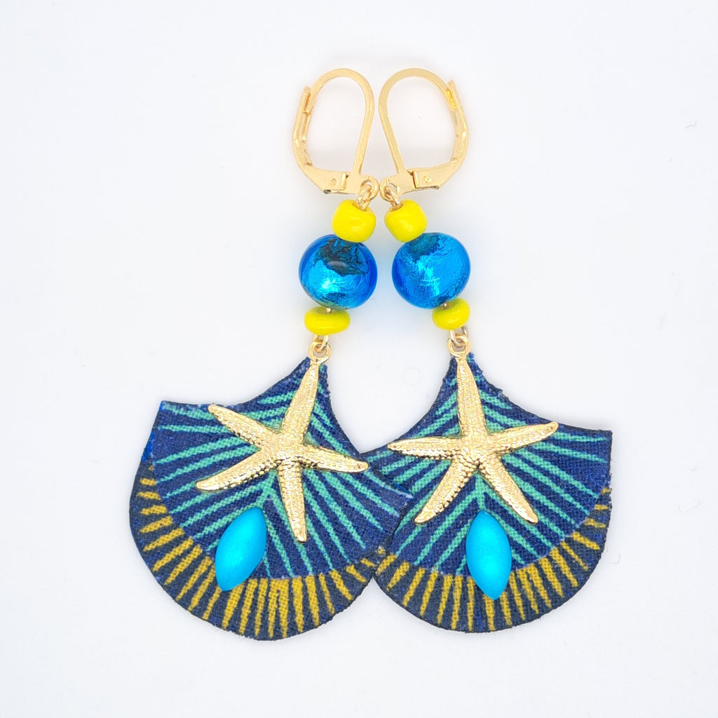 Bleu Guili II - Boucles d'oreilles rondes créoles