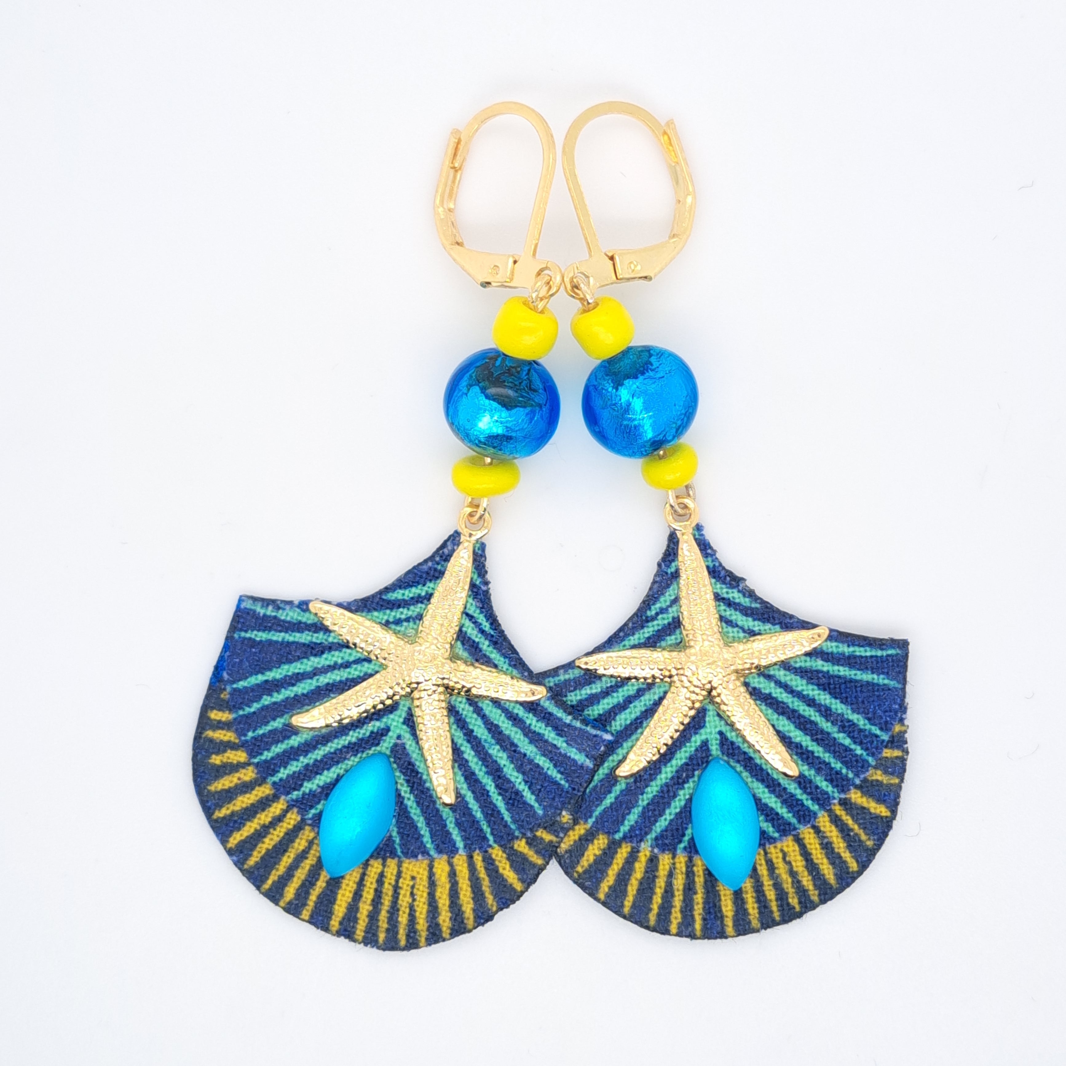 Bleu Guili II - Boucles d'oreilles rondes créoles