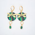 Vert envol des libellules - Boucles d'oreilles pendantes agate verte