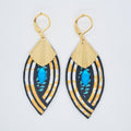 Art déco bleu Palm beach II - Boucles d'oreilles pendantes