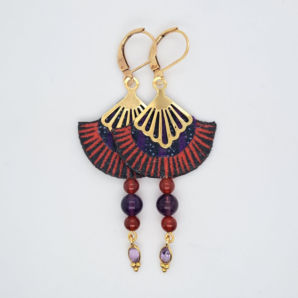 Violet Love Jaisalmer II- Boucles d'oreilles pendantes améthyste