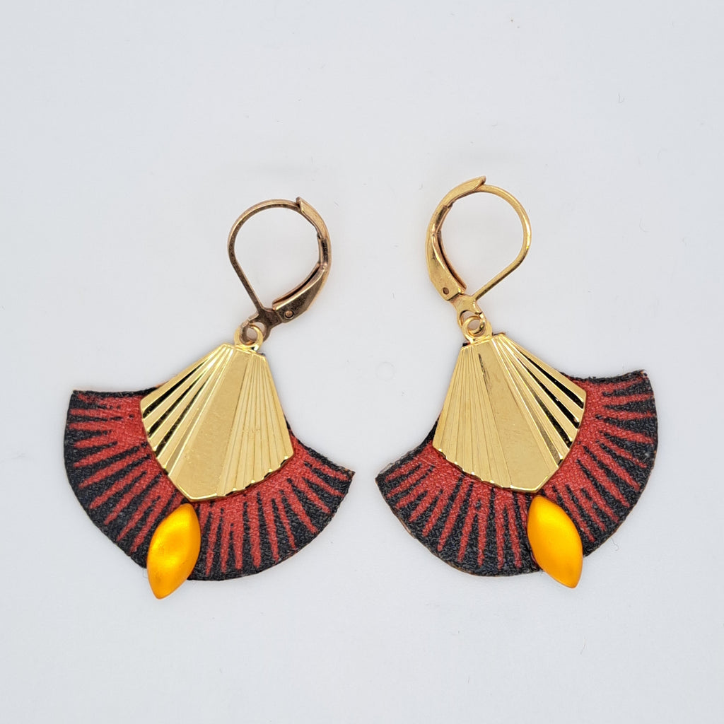 Rouge Kogi II - Boucles d'oreilles pendantes rouge