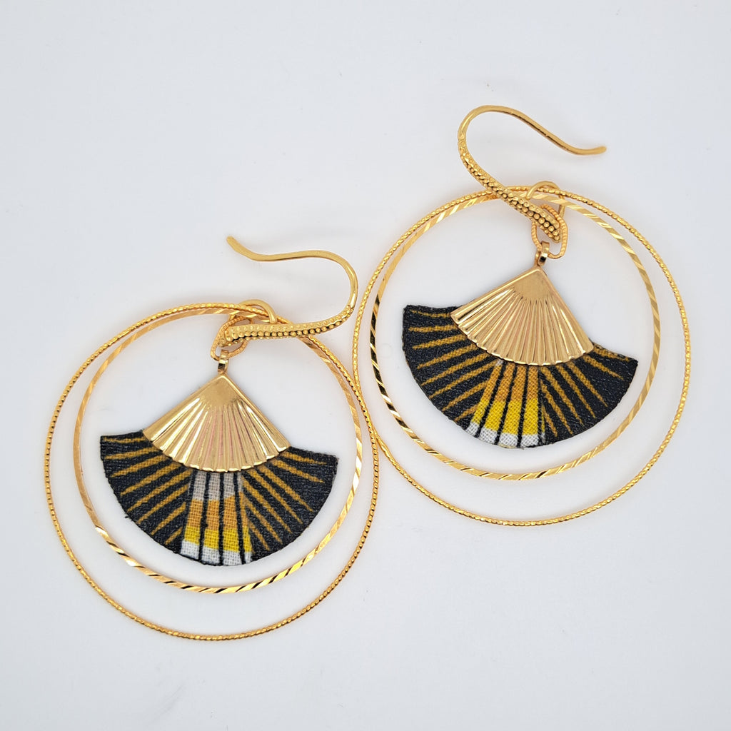 Doré Néfertiti - Boucles d'oreilles doubles créoles