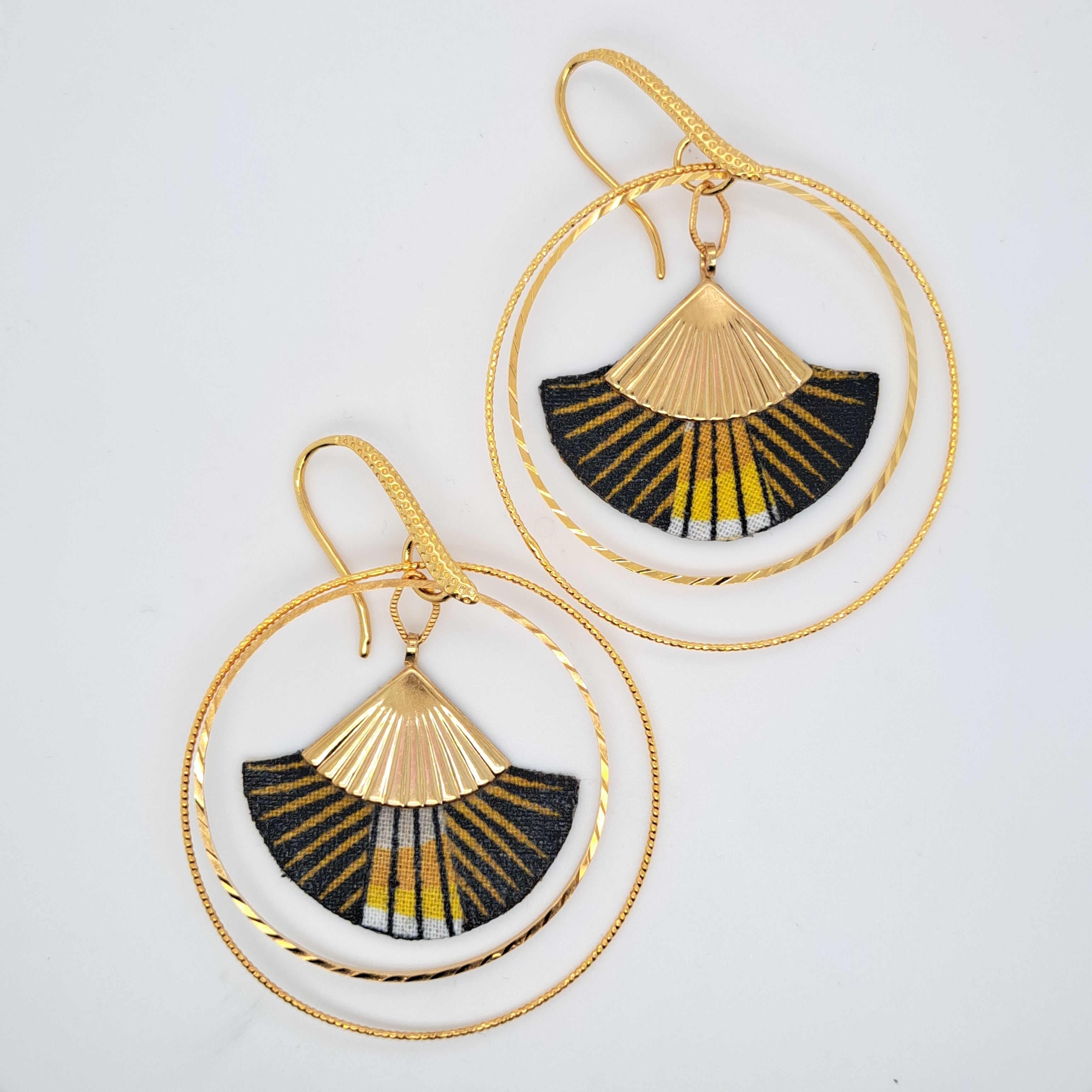 Doré Néfertiti - Boucles d'oreilles doubles créoles