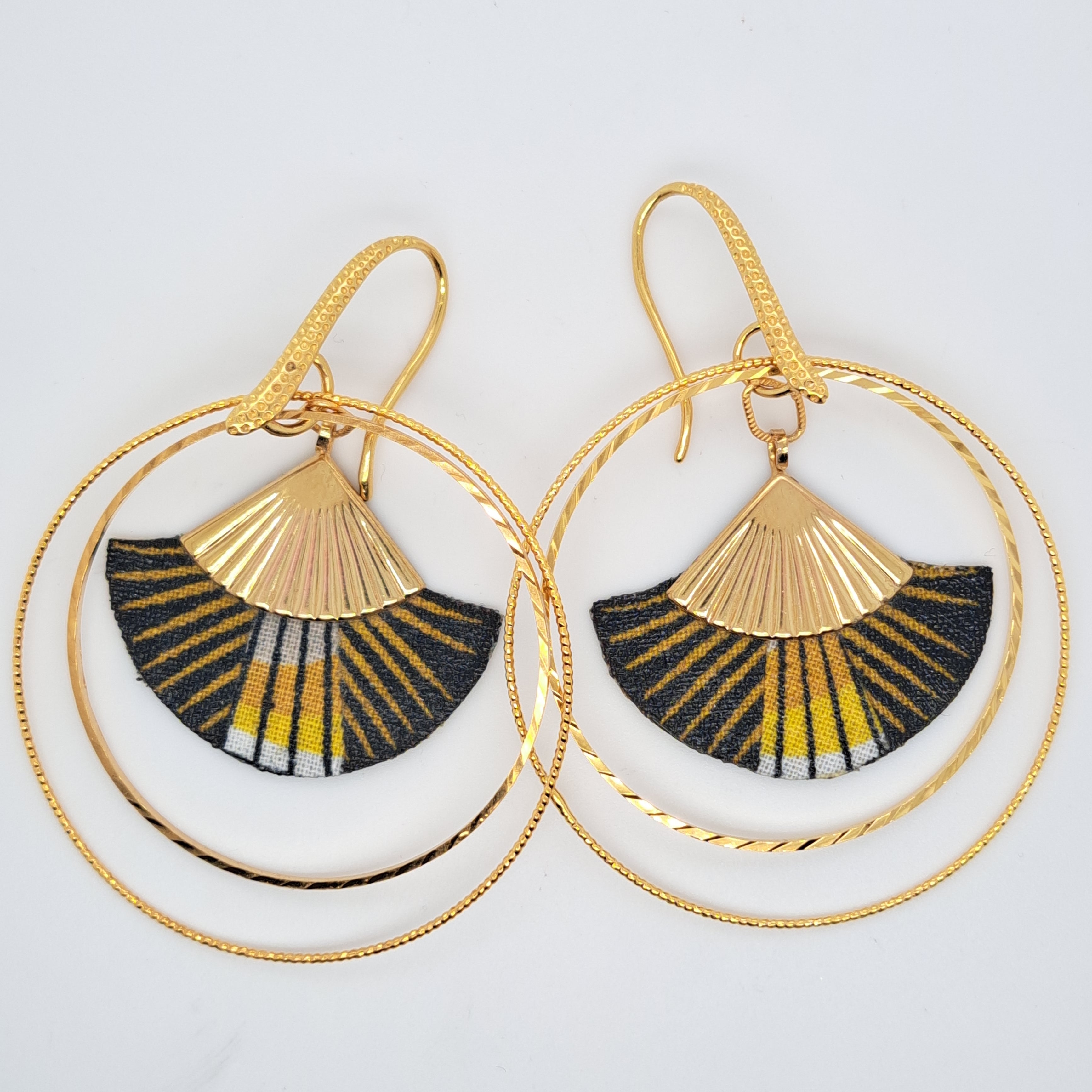 Doré Néfertiti - Boucles d'oreilles doubles créoles