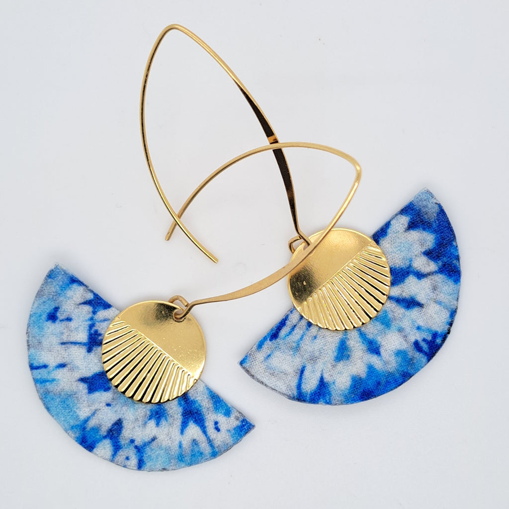 Bleu Magic Pacific - Boucles d'oreilles pendantes en tissu