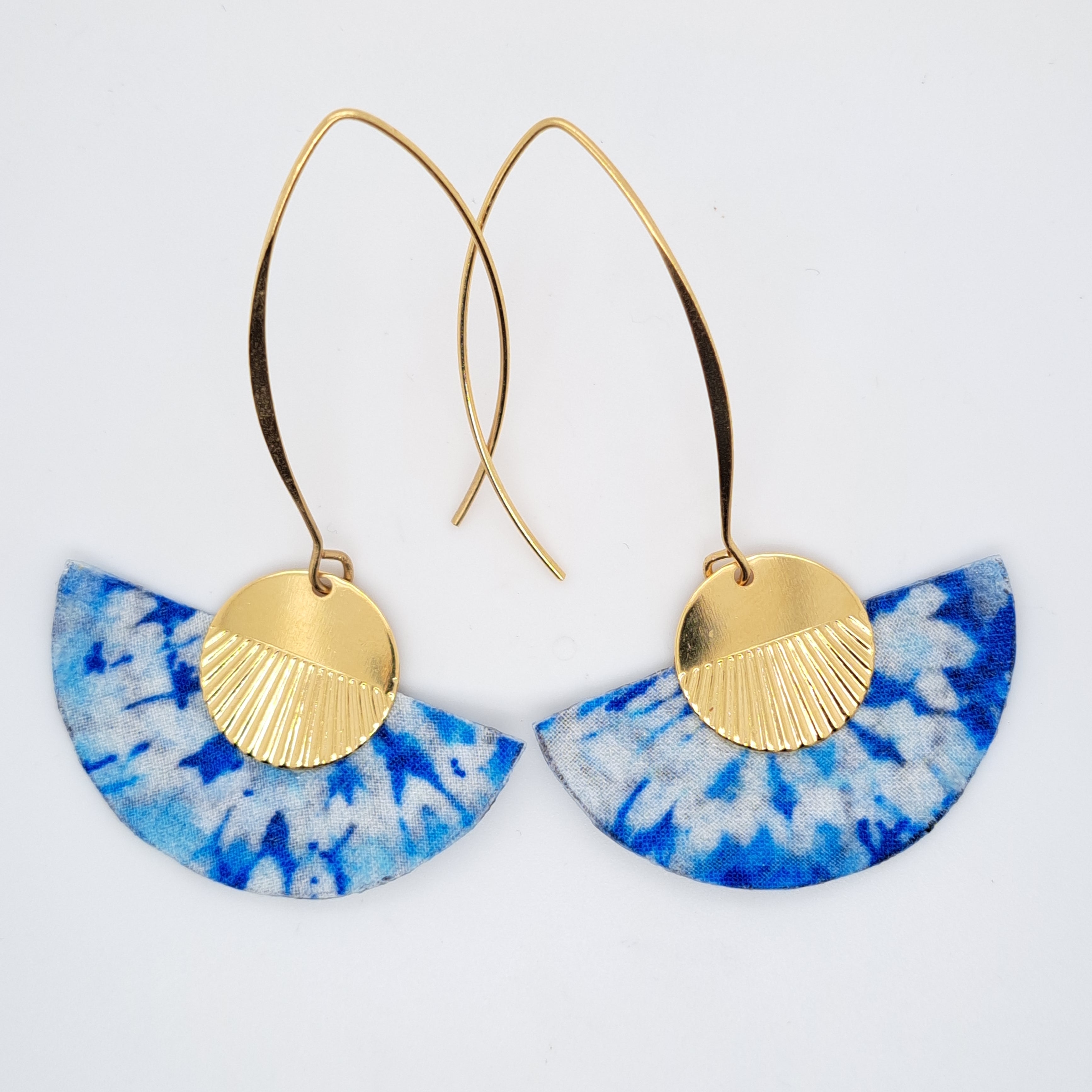 Bleu Magic Pacific - Boucles d'oreilles pendantes en tissu