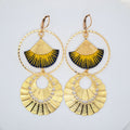 Jaune Seri - Boucles d'oreilles créoles double nattées jaune
