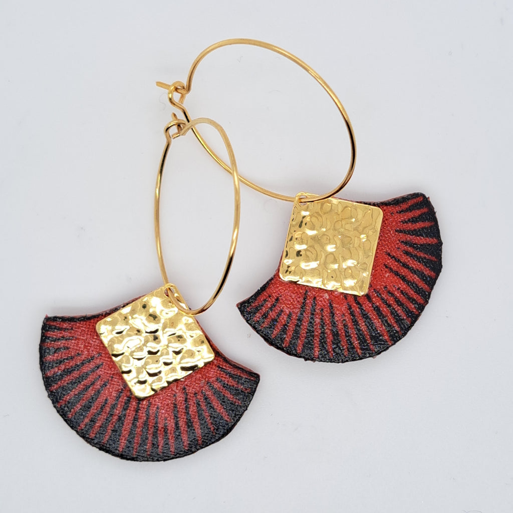 Rouge Frida - Boucles d'oreilles rouges coeur