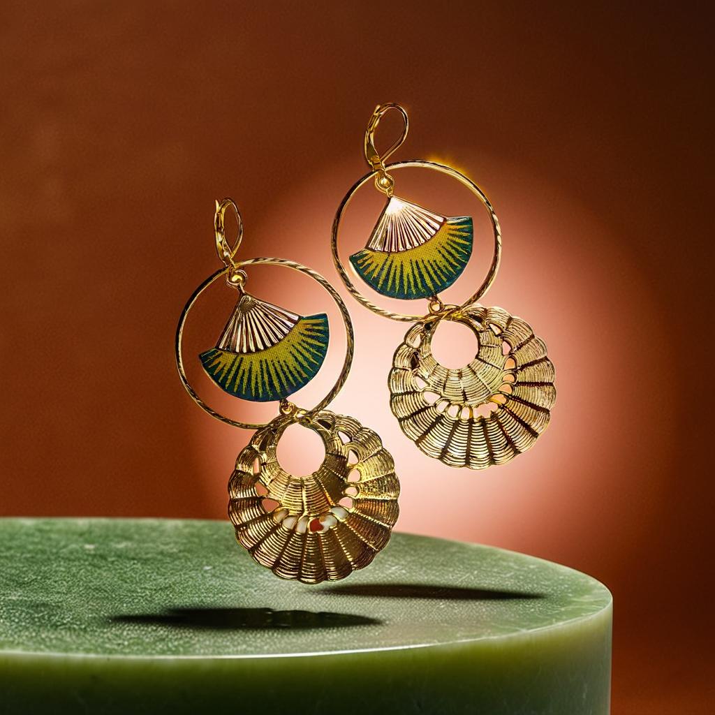 Jaune Seri - Boucles d'oreilles créoles double nattées jaune